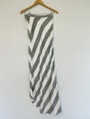 LULUS Cotton Linen Blend Wrap Skirt Sz S Grey White Striped Maxi Lined Tie Waist