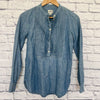 J. CREW Pullover Dress Shirt Sz XS 1/2 Button Up Blue Denim Long Sleeve Top