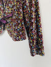 FREE PEOPLE Velvet Floral Blazer Sz 12 Purple Jacket Satin Bow Boho Hippie Artsy