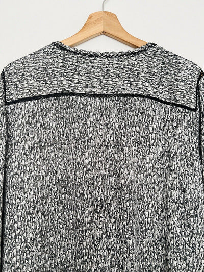 TALBOTS Split Neck Pullover Blouse Sz XL Long Sleeve Crochet Detail Office Work