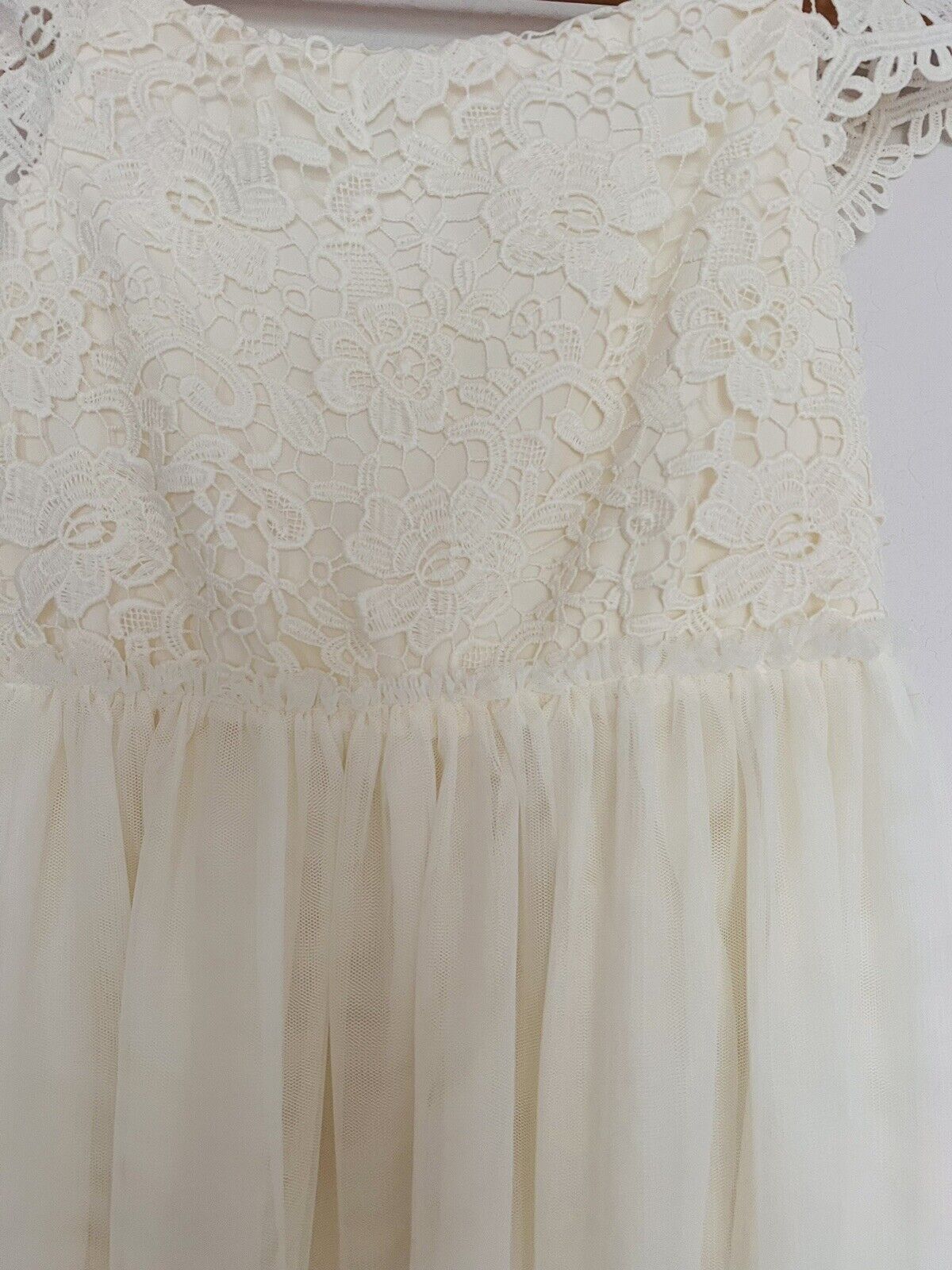 H&M Crochet Lace Tulle Tired Dress Sz 8 Girls Ruffle Hem Holiday Easter Formal