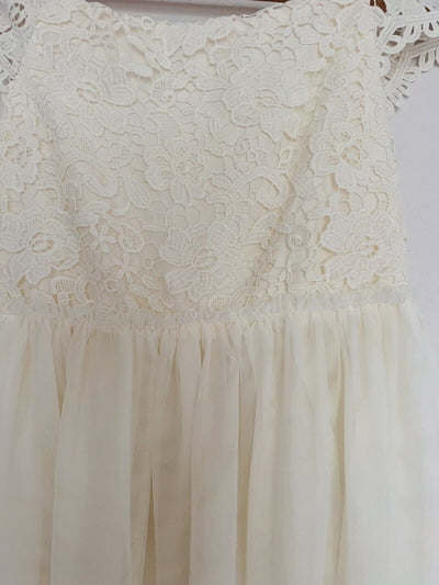 H&M Crochet Lace Tulle Tired Dress Sz 8 Girls Ruffle Hem Holiday Easter Formal