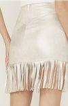 SHYANNE Faux Suede Skirt Sz Silver Fringe Knee Length Soft Western Boho Festival