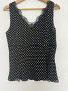 LOFT NWT 100% Silk Polka Dot Lace Top Sz 12 Babydoll Lined Cami Y2K Office