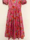 LAURA ASHLEY VTG 80s Dress US Sz 10 Pink Red Floral Cottagecore Bow Puff Sleeve
