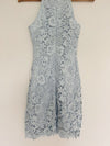 LULUS Love Poem Light Blue Dress Sz XS Lace Mini Cocktail Sheath Crochet Overlay