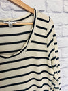 CABI Striped Bistro Tee Shirt Top Black Striped Tunic Sz XL Stretch Soft T-Shirt
