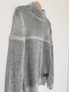 NICK DANGER Mens Chunky Turtle Neck Sweater Sz L Grandpa Gray/White Academia