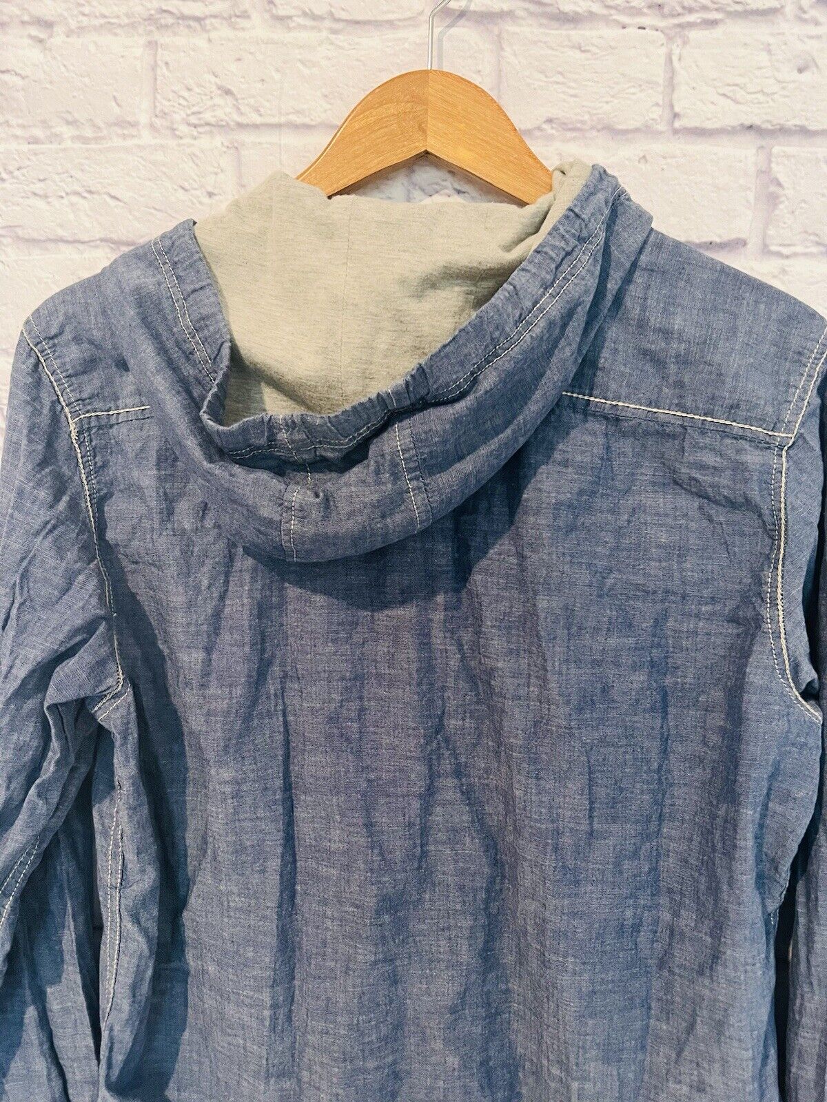 JEANS by BUFFALO Brand Mens Hooded Button-Down Shirt Blue Size Medium
