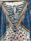 FIG & FLOWER Mixed Print Tunic Blouse Sz 3X Tie Neck Lace Flared Sleeve Boho