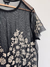 TORRID Floral Embroidered Sheer Blouse Sz M Black Short Sleeve Top