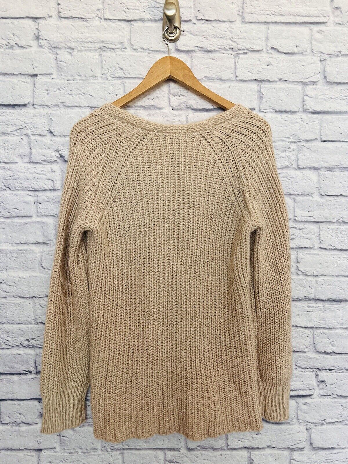 SANCTUARY NWT Chunky Knit Sweater Sz M Long Sleeve V-Neck Cotton/Alpaca Hi-Low