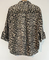 JONES NEW YORK Animal Leopard Print Linen Shirt Tunic Sz 1X Blouse Boho