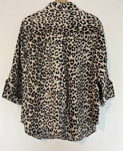 JONES NEW YORK Animal Leopard Print Linen Shirt Tunic Sz 1X Blouse Boho
