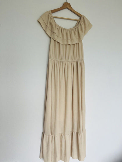 Anna-Kaci OffThe Shoulder Maxi Dress Sz XXL Double Ruffle Stretchy Western Boho