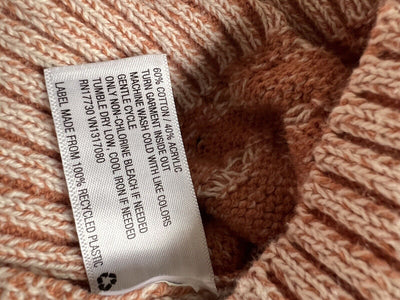 KNOX ROSE Heavy Knit Long Sweater Sz L Cream Peach Color Mock Neck Boho