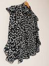 Chicos Ruffle Dot Print Top Sz M Button Up Blouse Black/White Office Career