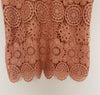 BELLDINI Mixed Media Top Sz S Crochet Knot Jersey Sleeveless Crop Boho Blouse