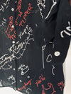 ALLSAINTS Kyra Embroidered Blouse Sz M Black Lightweight Sheer Button Down