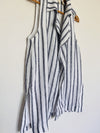 CHICO’S 100% Linen Striped Vest Sz M Blue/White Collar Open Front Lined Nautical