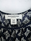 Beach Lunch Lounge Dress Sz XL Shoulder Tie Fit Flare Geometric Navy Travel Boho