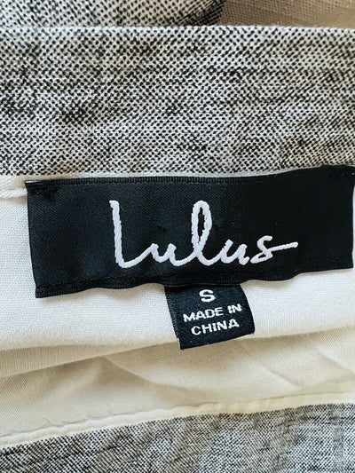 LULUS Cotton Linen Blend Wrap Skirt Sz S Grey White Striped Maxi Lined Tie Waist