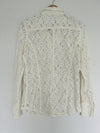 STETSON Ruffle Lace Shirt Sz XL Ivory Button Floral Long Sleeve Boho Western