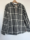 L.L. BEAN Womens Plaid Black Jacket Sz L Zip Up Cotton Hooded Flannel