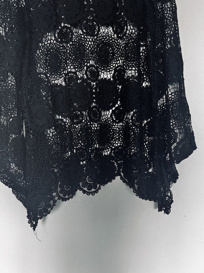 ANTHROPOLOGIE By Together Embroidered Crochet knit Sz XL Black Boho Cover Up