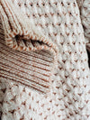 KNOX ROSE Heavy Knit Long Sweater Sz L Cream Peach Color Mock Neck Boho