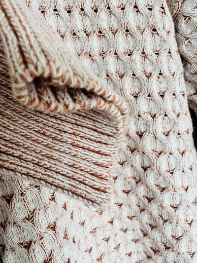 KNOX ROSE Heavy Knit Long Sweater Sz L Cream Peach Color Mock Neck Boho