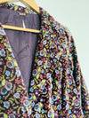 FREE PEOPLE Velvet Floral Blazer Sz 12 Purple Jacket Satin Bow Boho Hippie Artsy