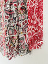 LUCKY BRAND Floral Sheer Blouse Sz XS Long Sleeve Botton Down V-Neck Boho