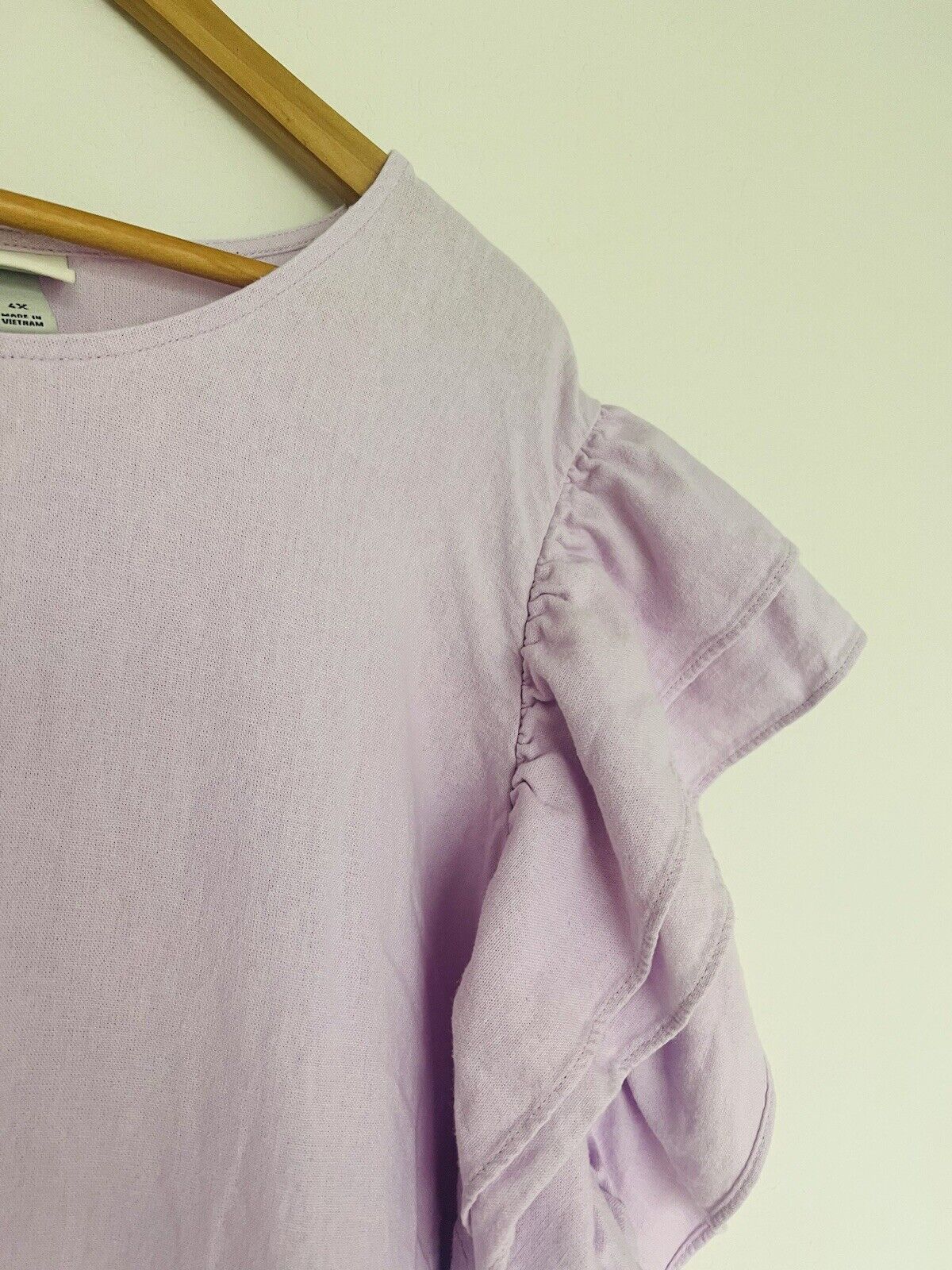 A NEW DAY Ruffle Short Sleeve Sz XL Dress  Linen Blend Pockets Lilac Lagenlook