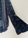 LUCKY BRAND Bell Sleeve Blouse Boho Floral Striped Pullover Top Hi-Low Tunic