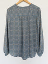 MAX STUDIO Floral Blue Blouse Sz S Hi-Low Top Flowy Boho Career