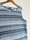 LOFT Lounge Blue Striped Linen Top Sz XL Sleeveless Frayed Hem Boho