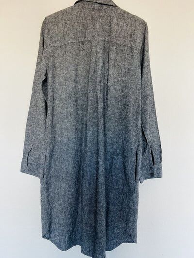 SOHO Street New York & Co Gray Linen Blend Shirt Dress Sz M Minimalist Lagenlook
