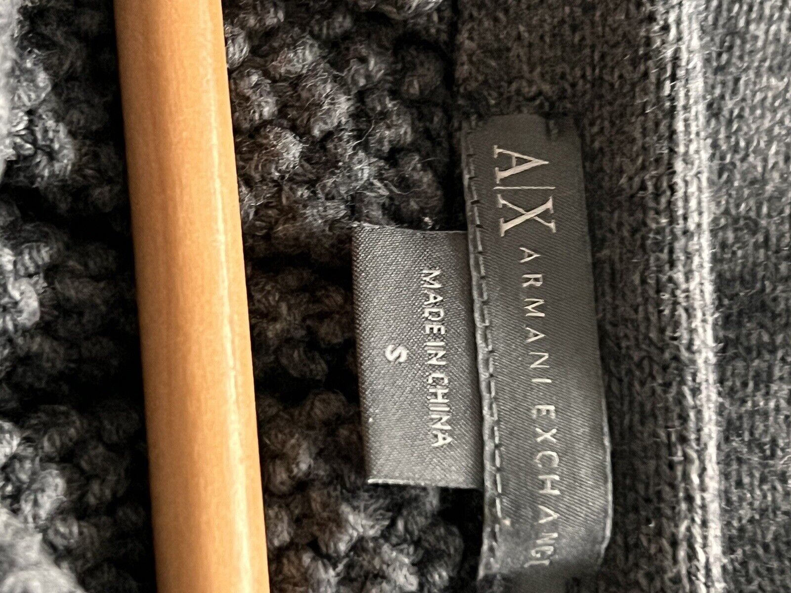 ARMANI EXCHANGE Knitted Short Sleeve Cardigan Sz S Cable Knit Collar Open Front