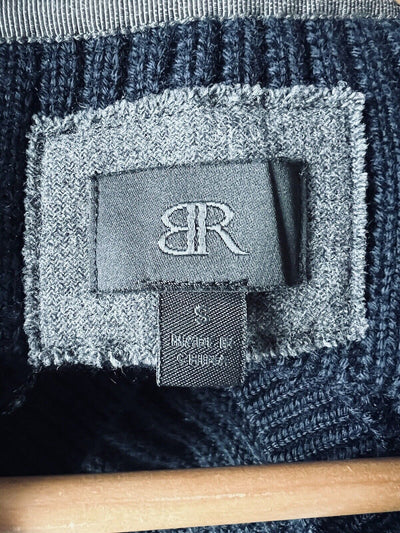 Banana Republic Navy Blue Merino Wool Sweater Sz S V-Neck Shoulder Botton Detail