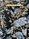 LUCKY BRAND Floral Jersey Knit Blouse Sz PS Hi-Low  V-Neck Button Boho Western