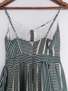 LUSH Womens Green Striped Dress Sz S Tie Front Midi Bow 100% Cotton