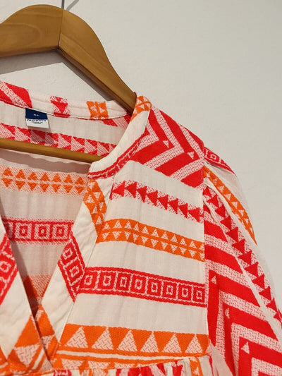 OLD NAVY Aztec Woven Top Sz Flutter Sleeves Blouse Southwestern Boho
