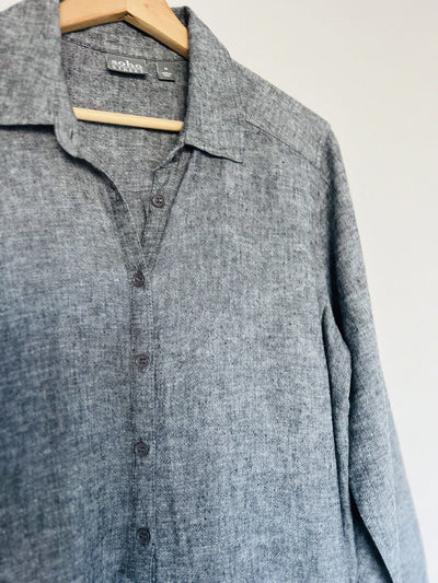 SOHO Street New York & Co Gray Linen Blend Shirt Dress Sz M Minimalist Lagenlook