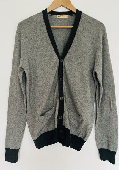 J. CREW Mens Gray Button Cardigan Sz S Cashmere Blend Pockets Grandpa Sweater