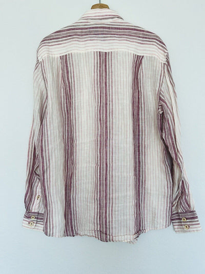 TOMMY BAHAMA Shirt Mens Sz M Relax Striped Long Sleeve Button Up 100% Linen