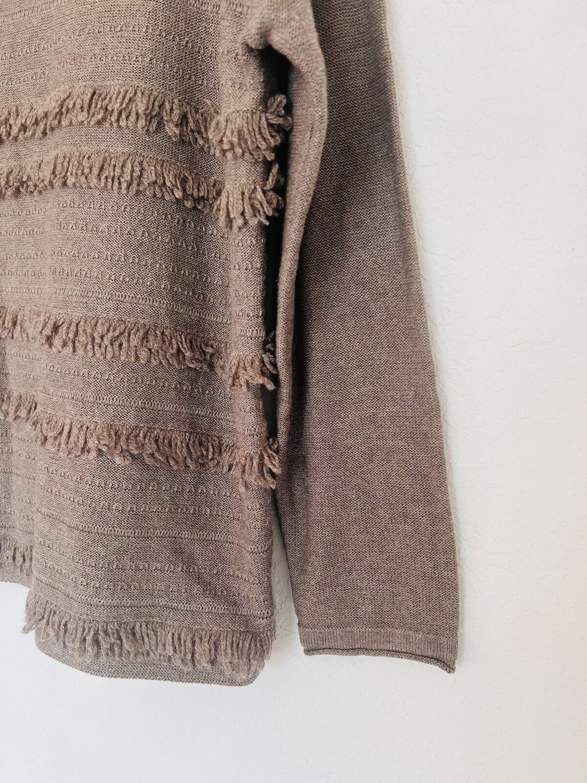 J. JILL Brown Textured Sweater Sz S Brown Long Sleeve Round Neck Wool Blend
