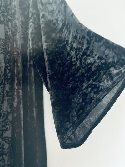KNOX ROSE Floral Velvet Kimono Sz M/L Flocked Burnout Witchy Whimsigoth Boho