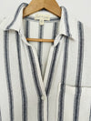 ANTHROPOLOGIE Cloth & Stone Woven Striped Button Up Shirt Sz S Long Sleeve