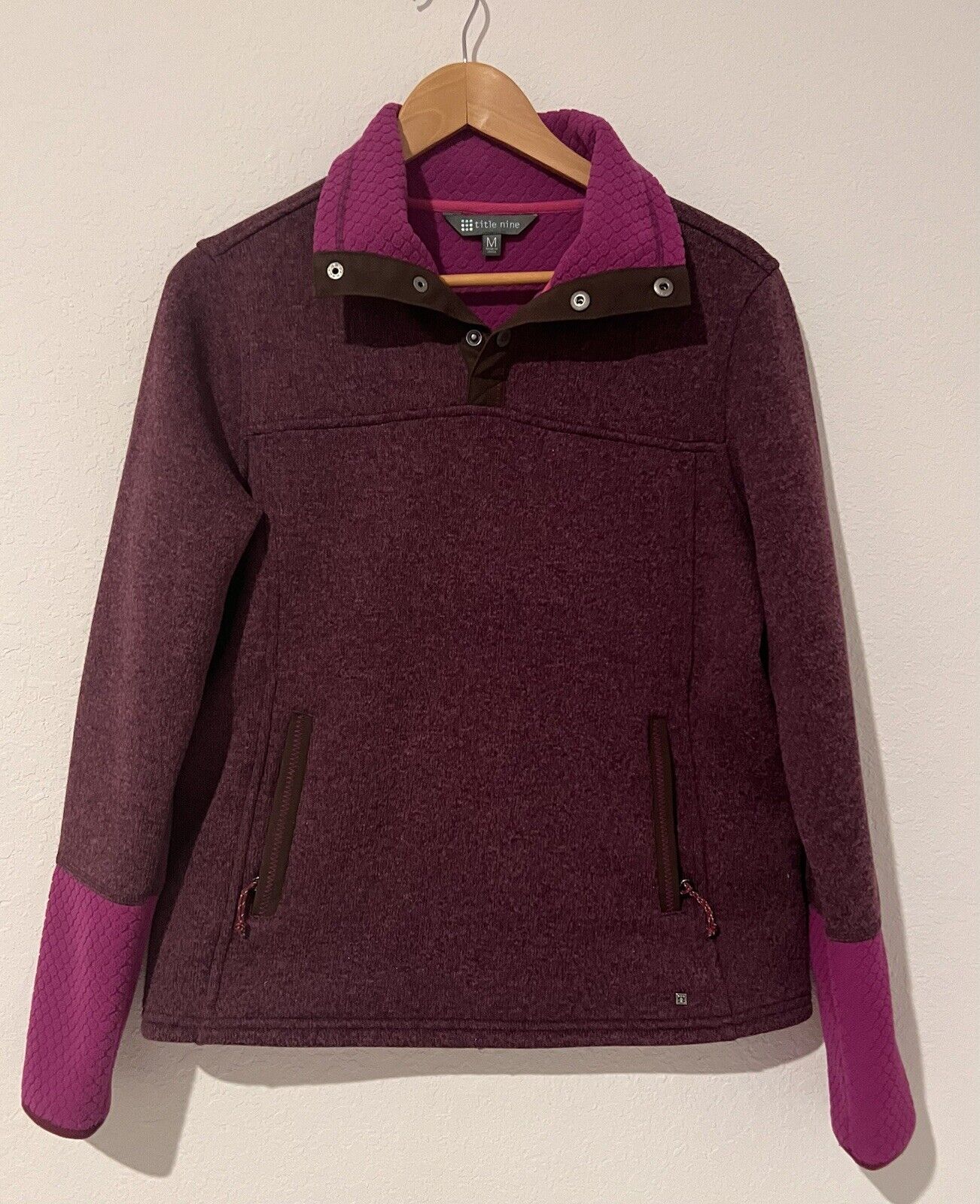 TITLE NINE Womens Purple Collared Jacket/Sweater Sz M Athletic Pullover